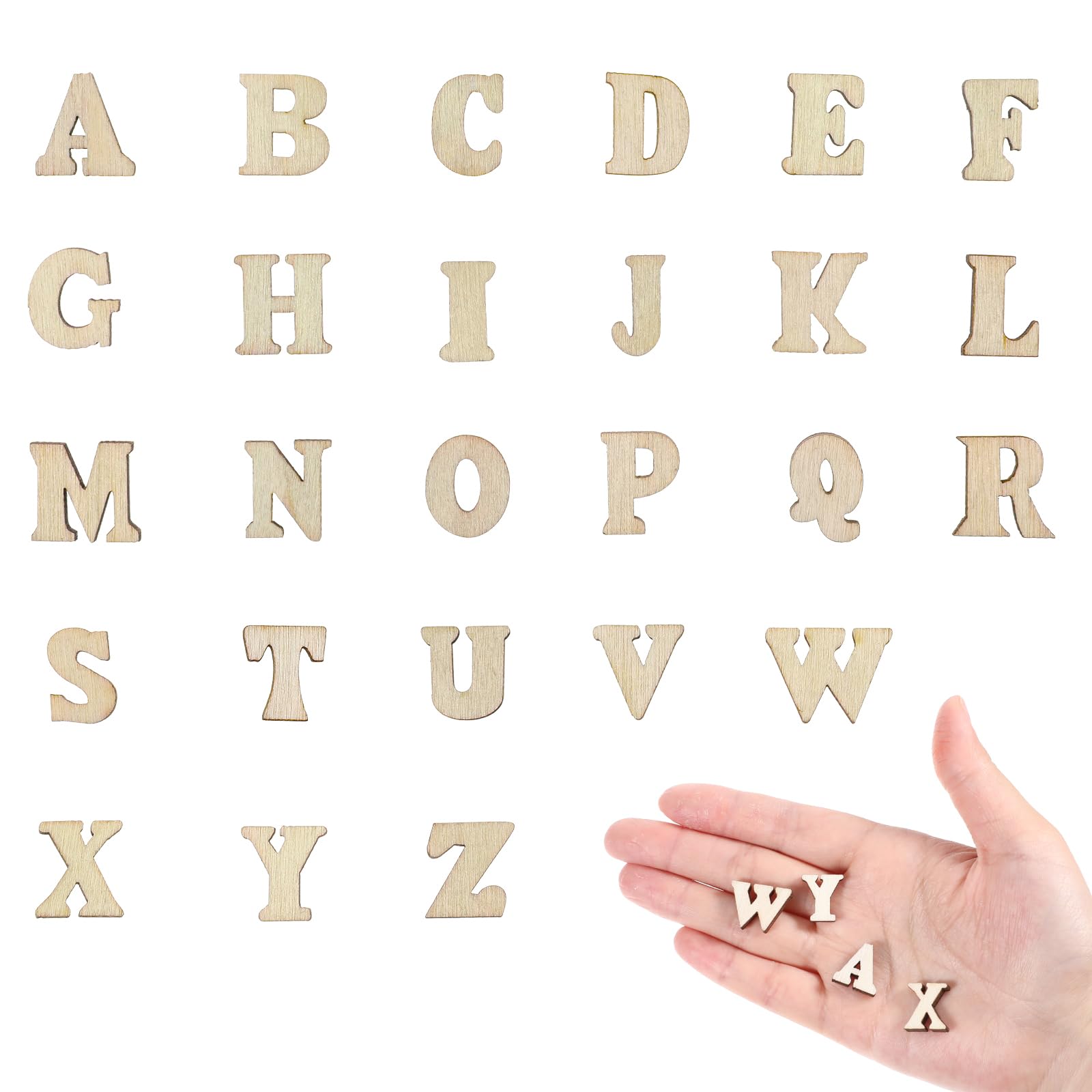 0.6 Inch 208 PCS Natural Wooden Letters, Wood Burning Letters Unfinished Wood Letter, Blank WoodLetter Unpainted LetterWooden Alphabet LetterSpelling Educational for Arts DIY Craft Home Decor