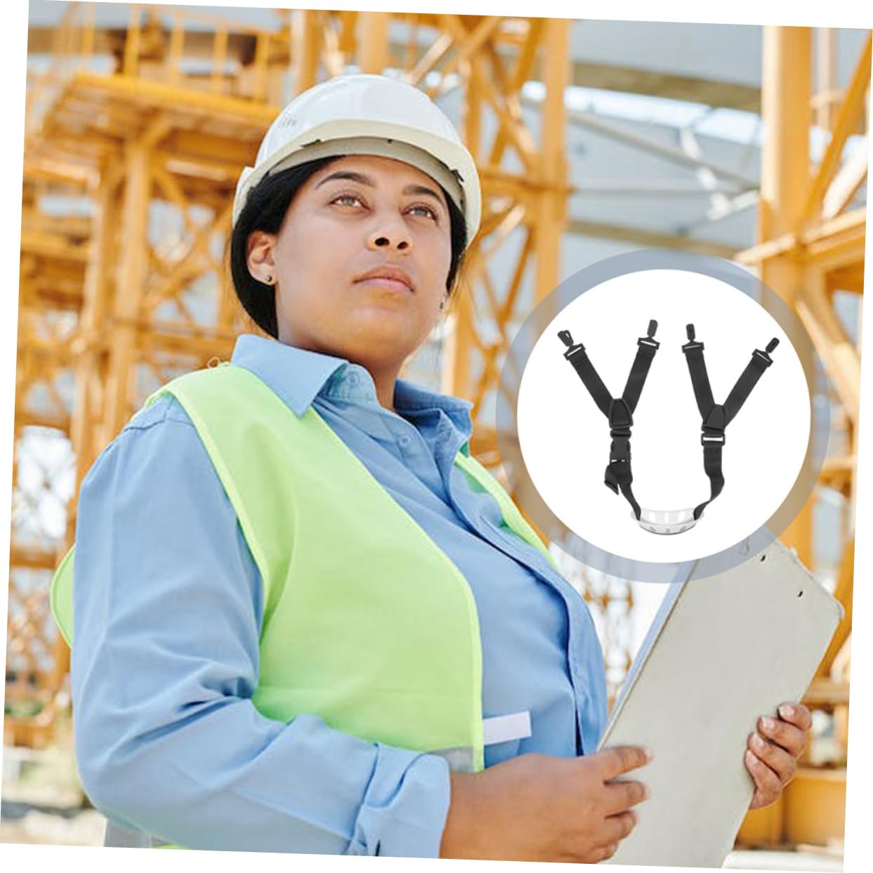 Veemoon Cinturino Sottogola Resistente per Casco di Sicurezza, Fissaggio Stabile e Facile da Installare, Set 2 Pezzi per Caschetti Professionali da Lavoro Edilizio