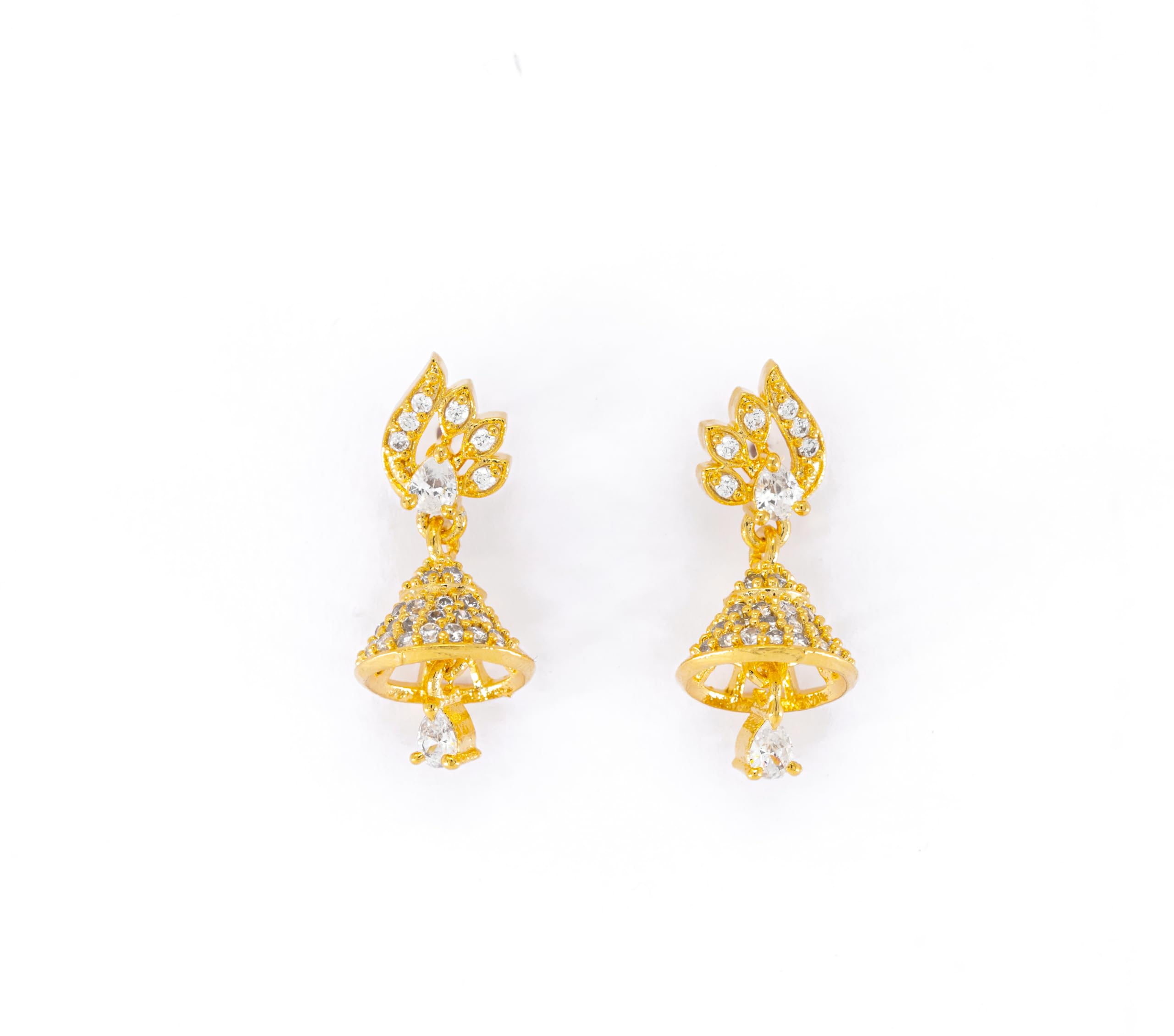 GOLDCASH 22K Micro Gold-Plated Jhumka Earrings with Stones for Women and Girls (White) (B0DDY8PSQ6) Amazon Price History, Amazon Price Tracker