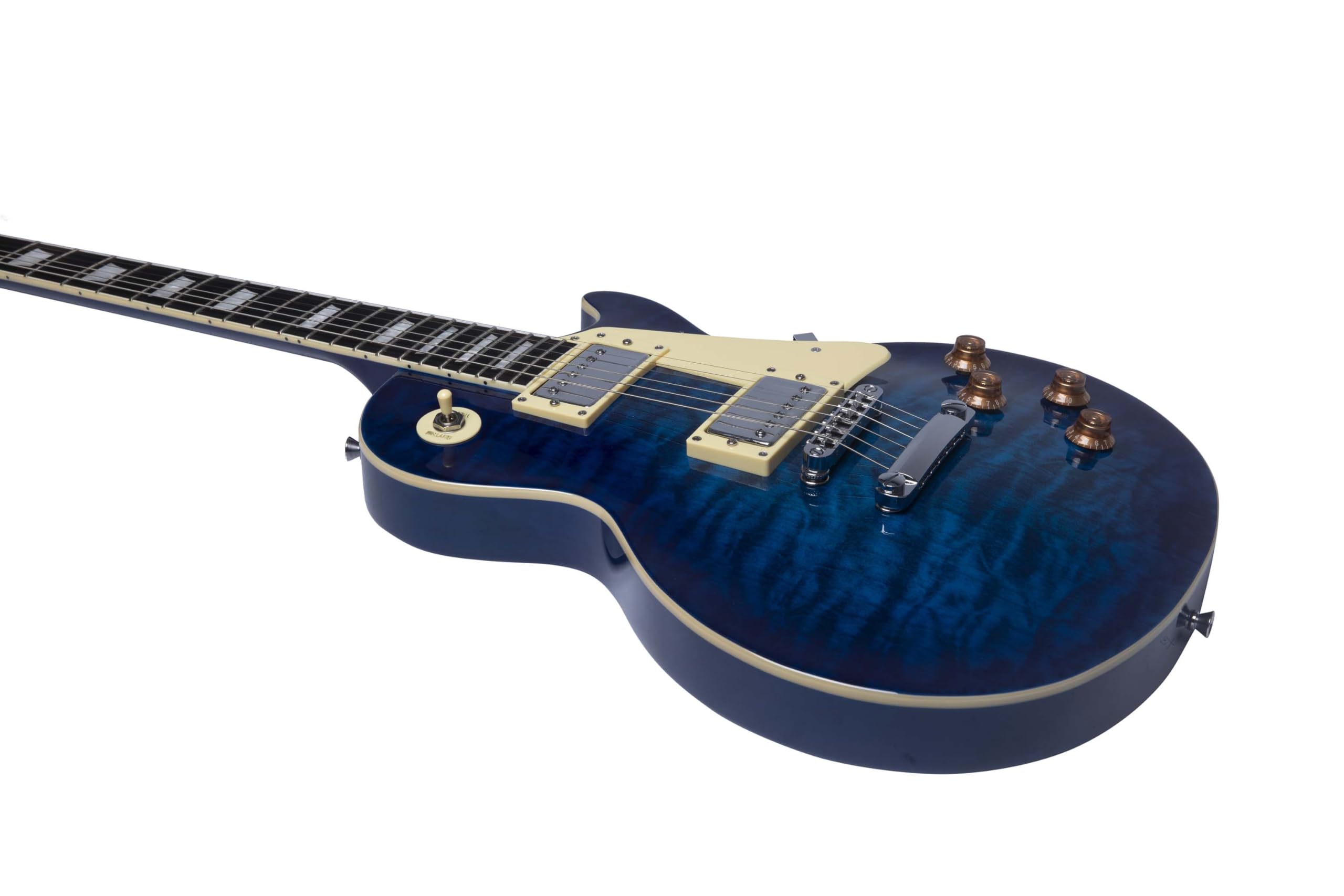 EKO GUITARS – Guitare Électrique LS-300, Corps en Peuplier, Manche en Érable, Touche en WPC, 2 Micros Humbucker, Chevalet Tune-O-Matic, 22 Frettes, Couleur Blue Quilted