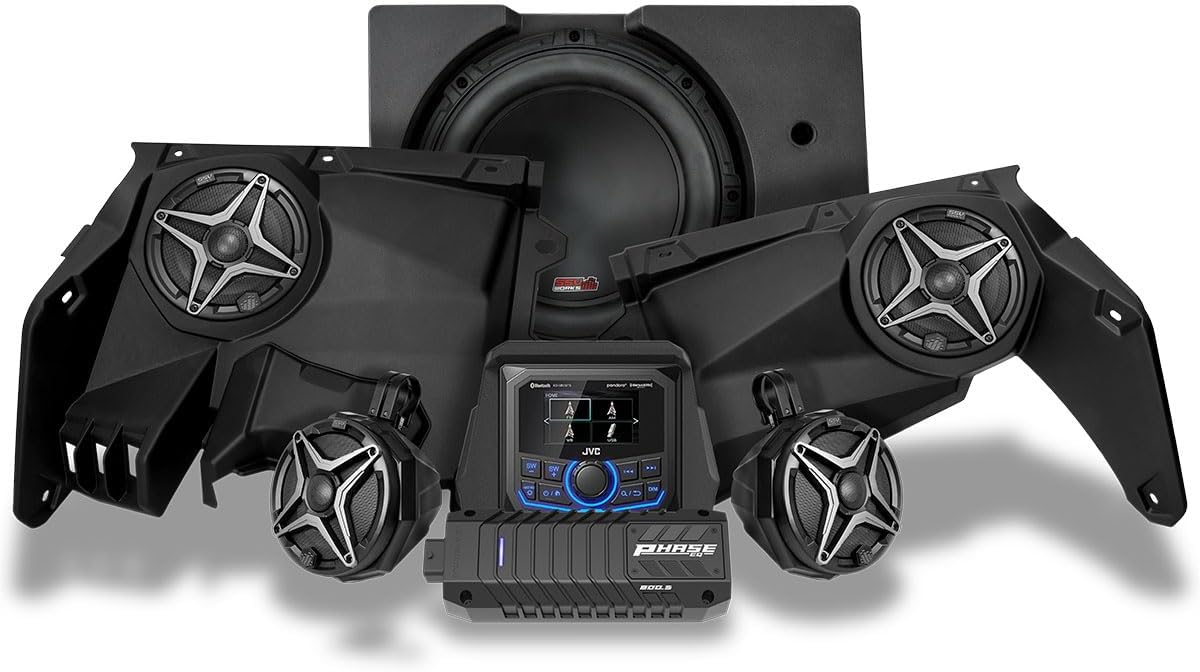 SSV Works Can-Am® Maverick X3 / X3 Maxx, Phase-4 A-Spec System with MR3 Radio, Two 6.5" Dash, Two 6.5" Rear-Cage Pods, 10" Subwooder and 800watt 5-Channel Amplifier - 240-X32-PHZ4A