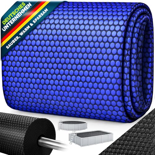 tillvex Pool Solarabdeckplane Rund & Rechteckig | Solarfolie Stärke 120 m | Solarplane zuschneidbar | Poolheizung für Wassererwärmung (Blau/Schwarz 244 cm)