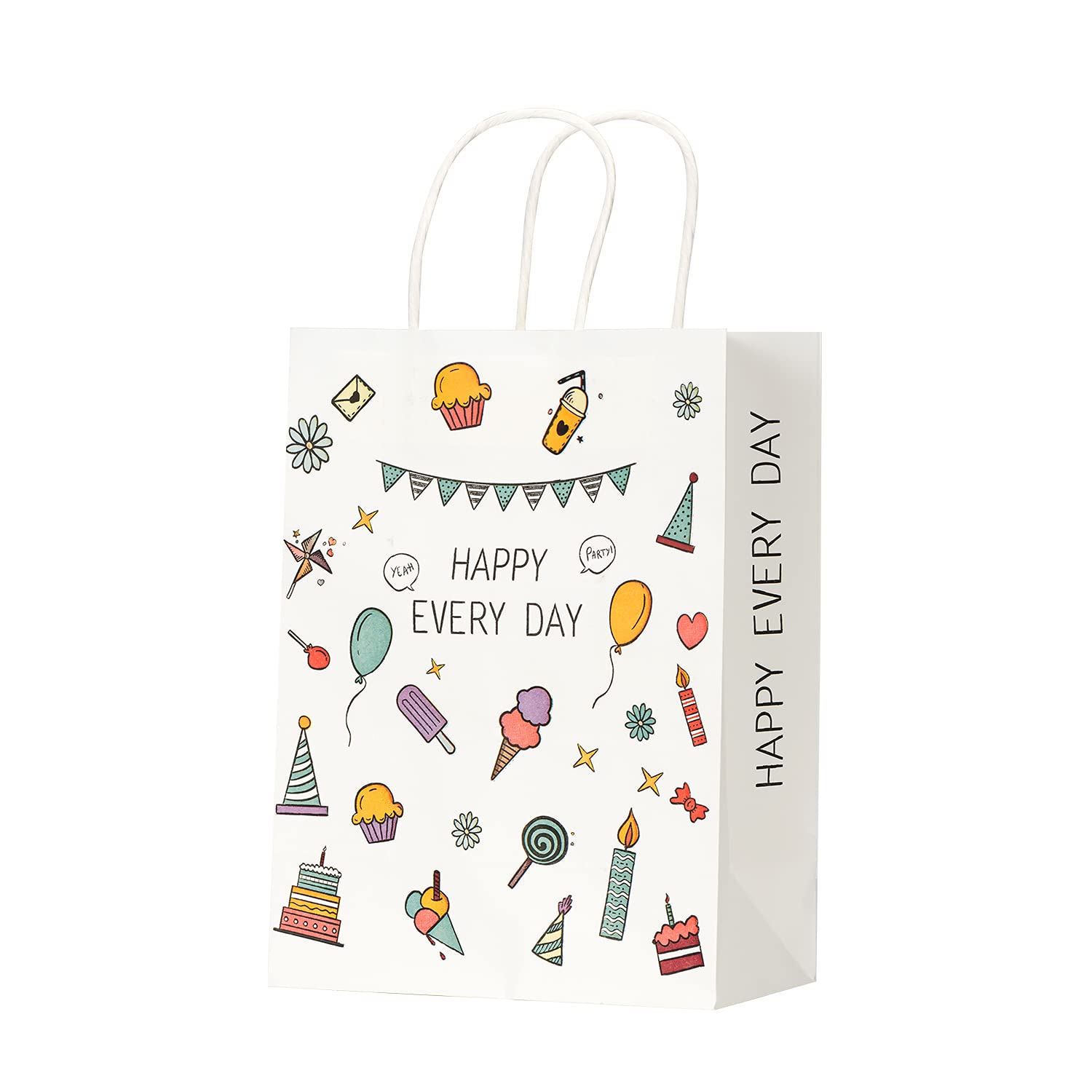 Photo 1 of ?50 pcs?White Kraft Paper Gift Bags with Handles,Bulk Gift Bags, Shopping Bags, Party Bags,Business Bags, Retail Bags, Merchandise Bags (8 * 4.5 * 10.8Inches)