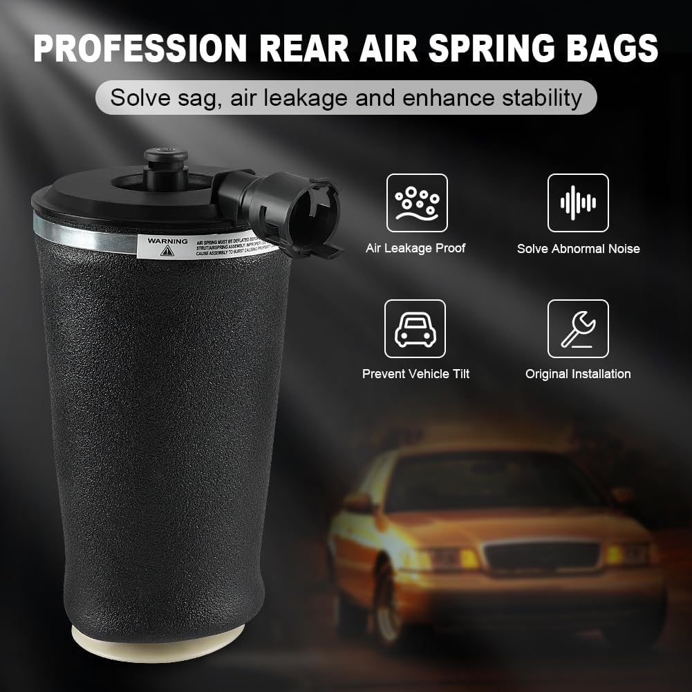 JDMON Replacement for Rear Air Spring kit Suspension Bags Ford Crown Victoria 1992-2010, Lincoln Town Car/Mercury Grand Marquis 1989-2010, Marauder 2003-2004, Air Shock Absorber Kits, 2PC