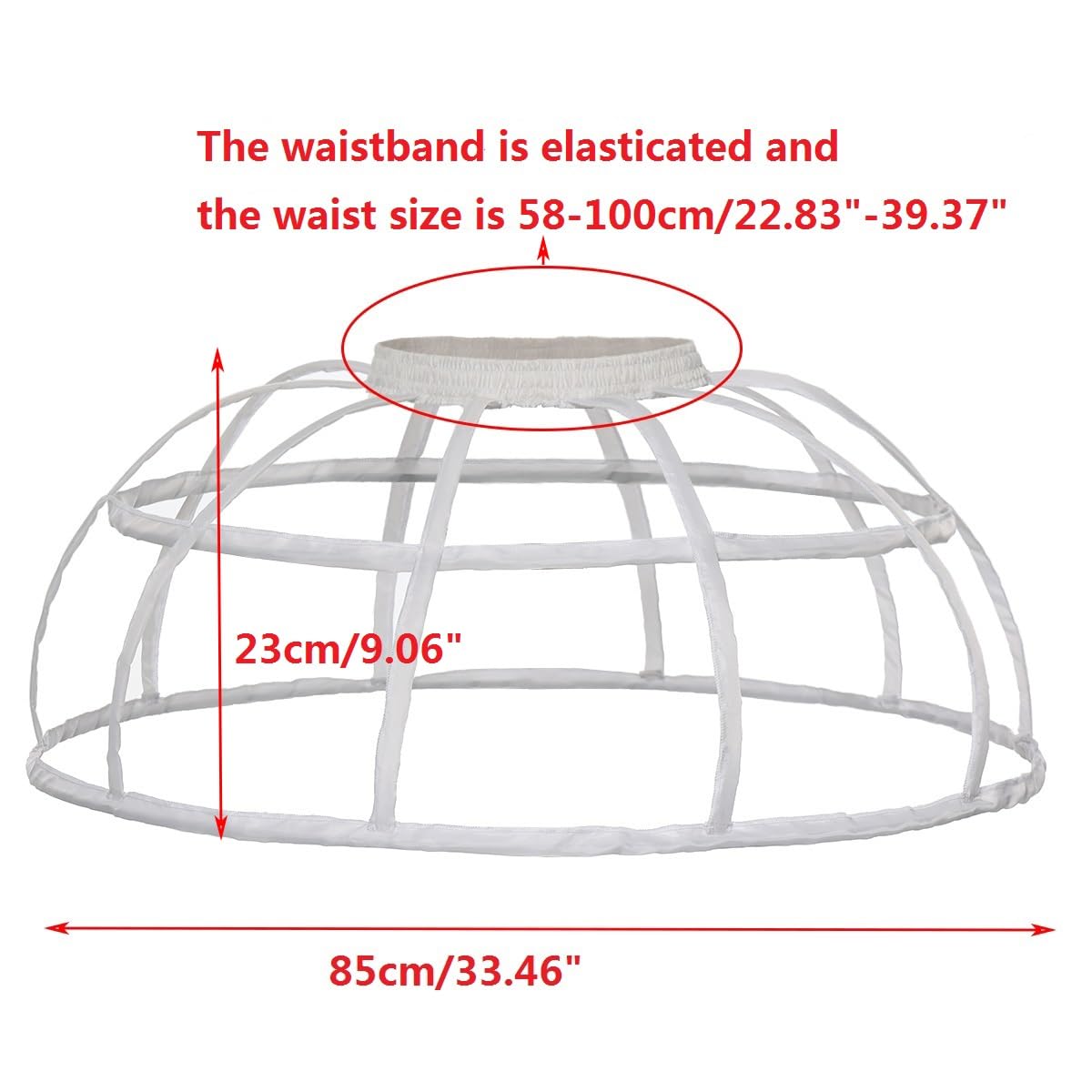 BPURB Petticoat Skirt for Women Under Dress Victorian Bustle Cages Hoop Skirt Pannier for Halloween Party White - Image 2
