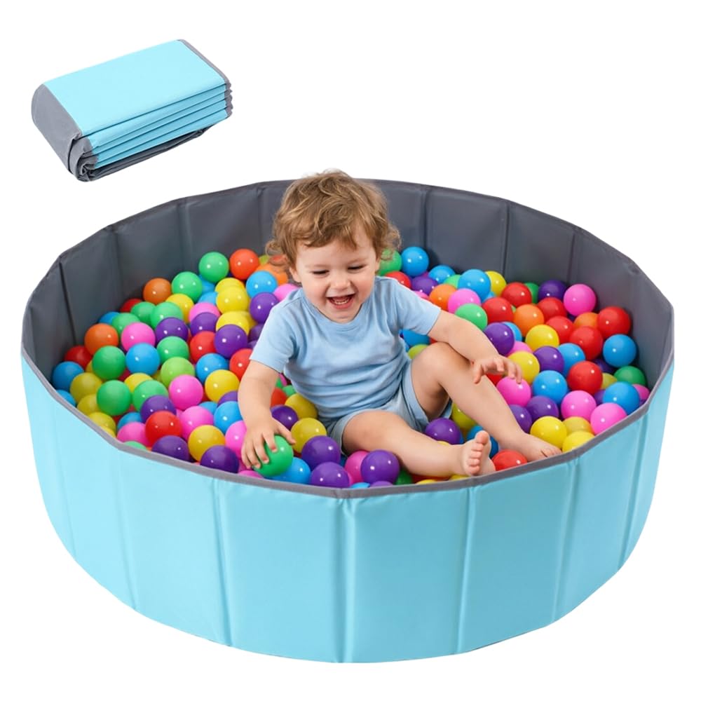 KQWVZ Baby Ball Pit, 80CM Foldable Foldable Kids Ball Pool, Portable Dog BallPit, Round Kids Ball Pit, Game Play Balls Pool, Ball Pool for Dogs Cat Indoor Outdoor, Balls Not Included