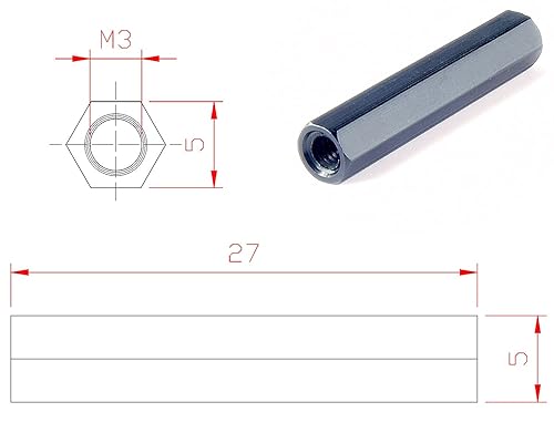 Miniatura 3 de 12 piezas M3 x 1.063in hexagonal de aluminio separador de longitud de columna de 1.063in, 0.394-1.378in disponible para drones de carreras FPV