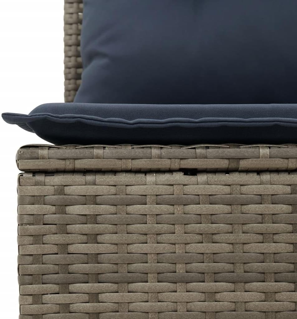 10 Piece Patio Sofa Set with Cushions Gray Poly Rattan Outdoor Patio Set Garden Seating Ensemble for Pond Deck