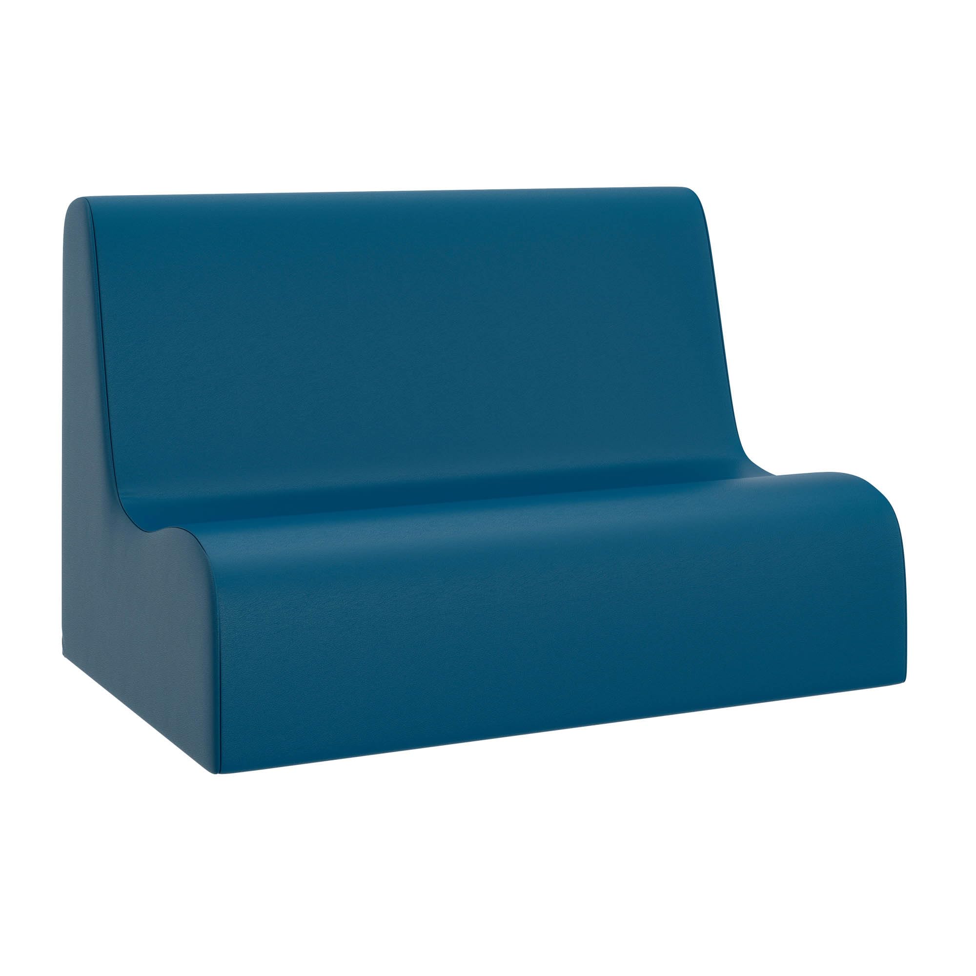 Children's Factory Small Contour Sofa, Mix-and-Match Kids Chairs, Sofas, Corner Ottomans and Cubes, Foam-Filled and Water-Resistant, Flexible Seating for Classroom Elementary, Deep Water Kids Couch