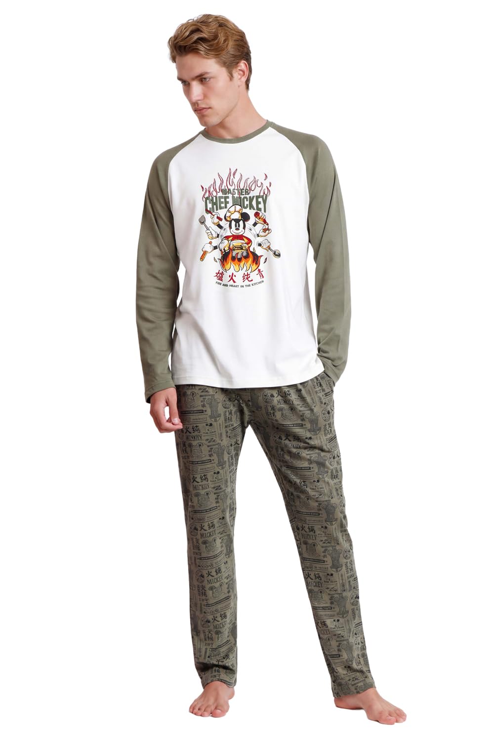 Disney Pijama Manga Larga Chef Mickey para Hombre