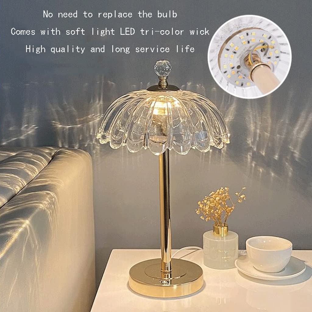 Lampa stołowa Lampka nocna Lampka nocna Lampka nocna Lampa stołowa LED Może być używana do ładowania telefonów komórkowych (interfejs USB), sterowanie dotykowe Lampa kryształowa Dekoracyjny klosz