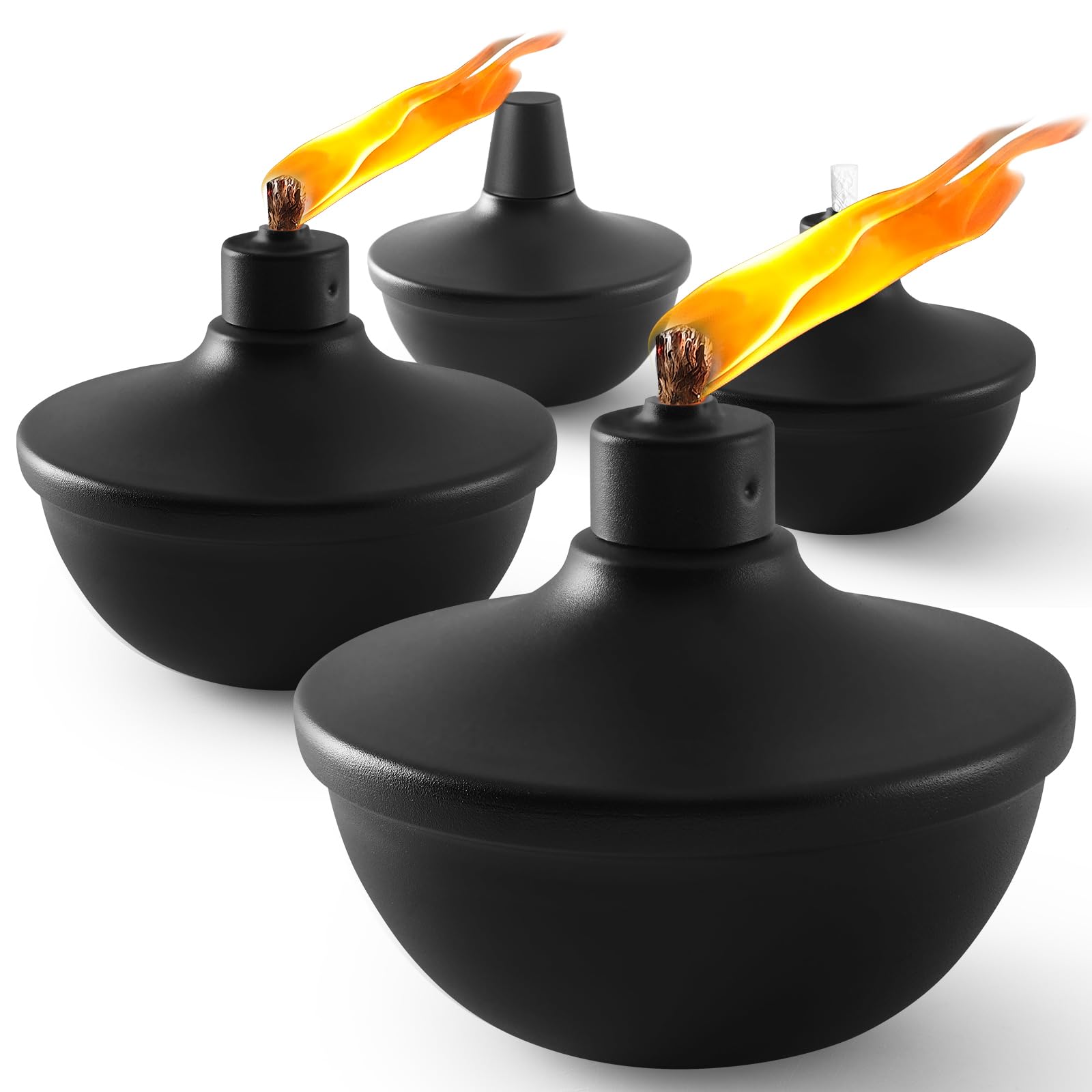 ZSPENG 4 Pack Metal Table Top Torches,23.5 oz Citronella Torches for Outside,Refillable Flame Light Torch with Wicks and Covers for Party, Garden Decor,DIY