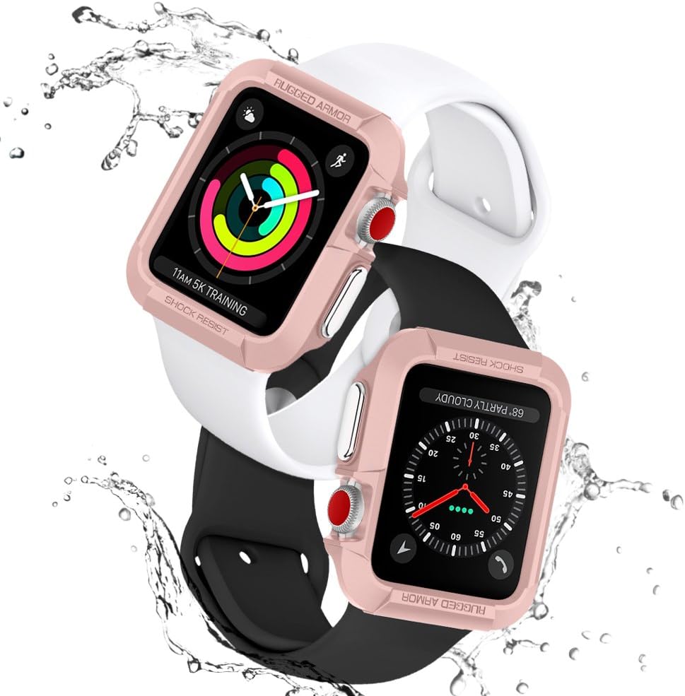 Spigen Rugged Armor Designed for Apple Watch Case for 38mm Series 3/Series 2/1/Original (2015) - Rose Gold