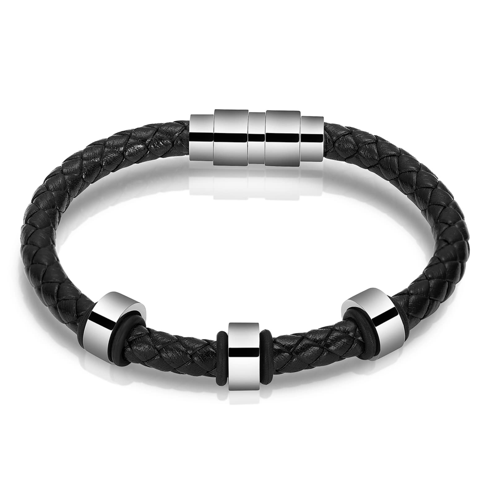 Bracciale Urna Per Ceneri Uomo In Acciaio Inox E Pelle | Gioiello Cremazione Infinity Con Vite E Imbuto | Ricordo Commemorativo Per Ceneri Di Animali O Umani