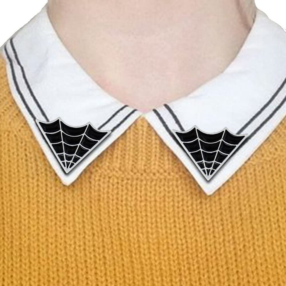 Ppmter 2 Pcs Gothic Halloween Brooch Pins Spider Web Collar Pin Badge for Women Men Halloween Costume Party Decoration Accessories