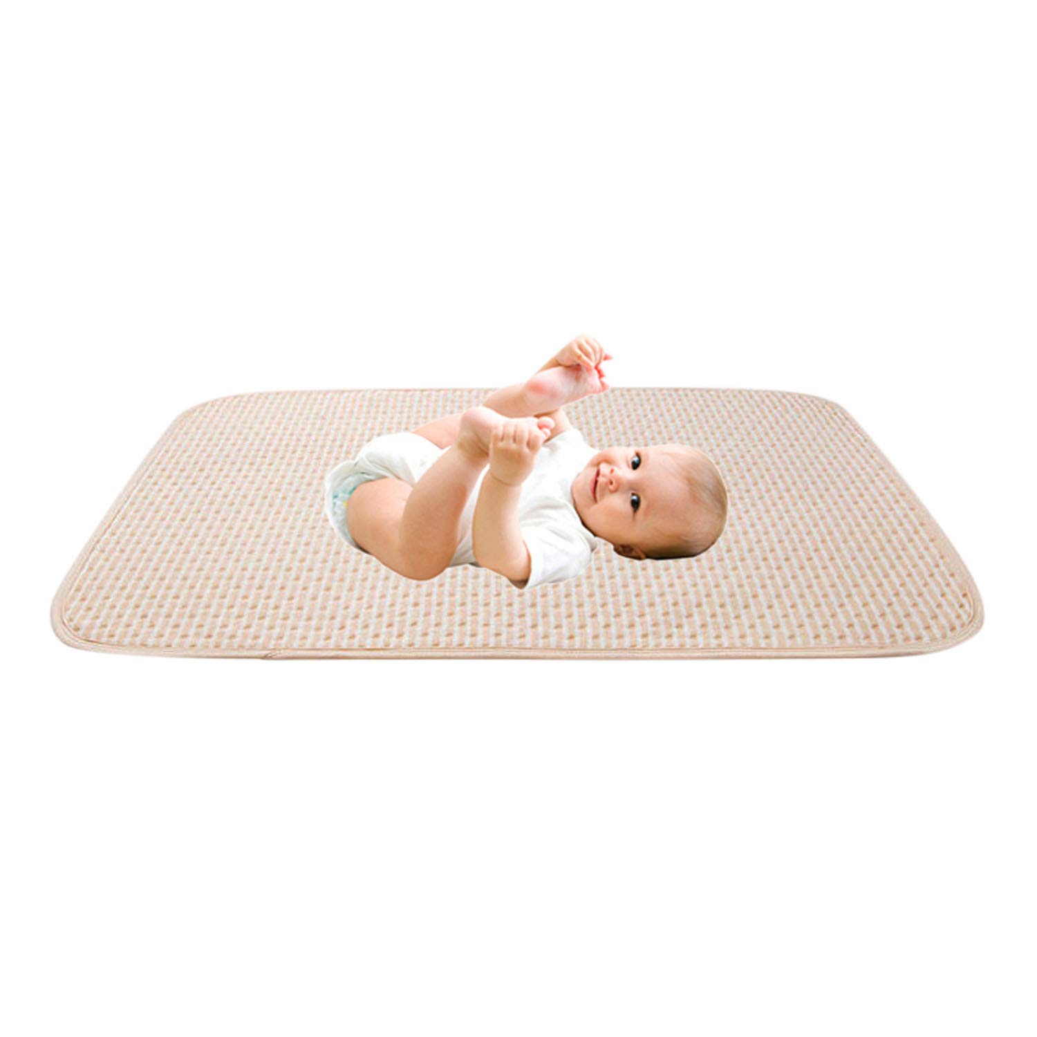 De feuilles Washable Waterproof Bed Pad Mattress Protector Baby Changing Mat for Newborn Toddler (Khaki 1pcs, 70 x 90 cm)