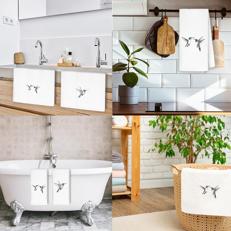 Hummingbirds Kitchen Towels, Hummingbird Gifts for Women Hand Towels for Bathroom Kitchen, Gifts for Bird Lovers Decorative Dish Towels Drying Cloth, 16x24 Inch Set of 2 - Image 3