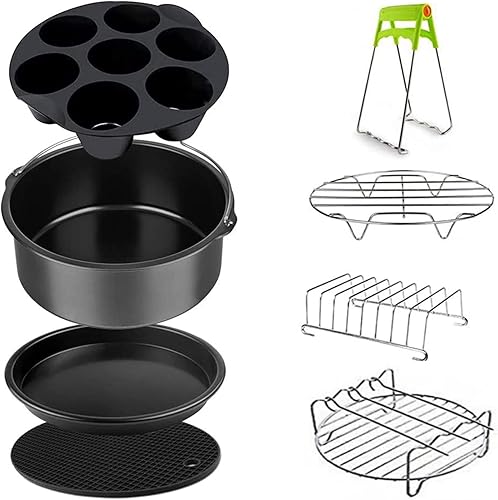 Juego de 8 accesorios para freidora de aire de 7 pulgadas, compatibles con freidoras de aire de 3.2 cuartos de galón a 6.8 cuartos