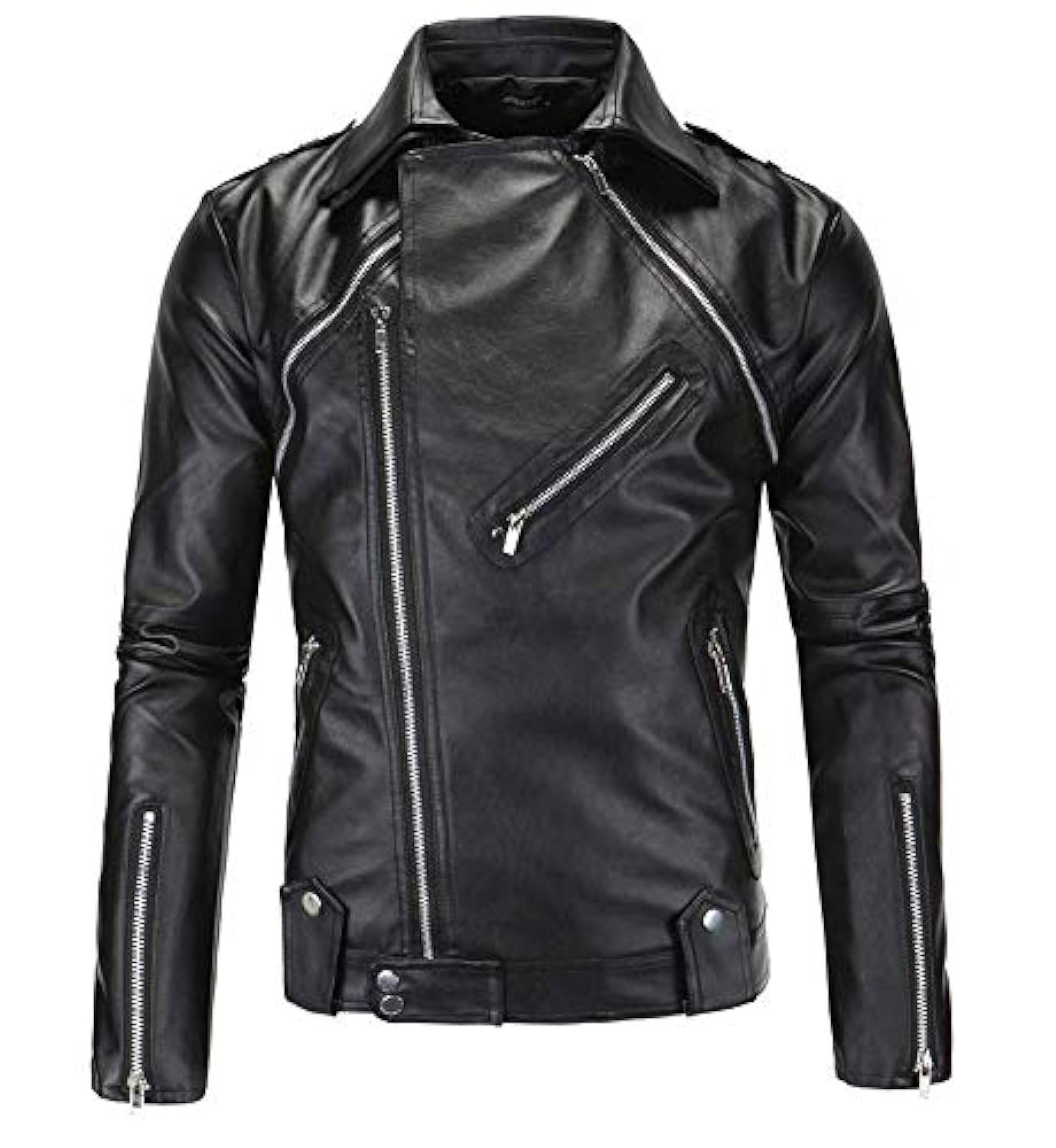 Black Leather Biker Jacket For Men