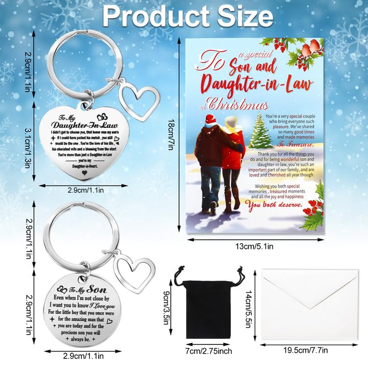 HOWAF Son and Daughter in Law Christmas Card, Xmas Card Son & Daughter in Law Gifts & Keyring, Gifts for Christmas - Image 2