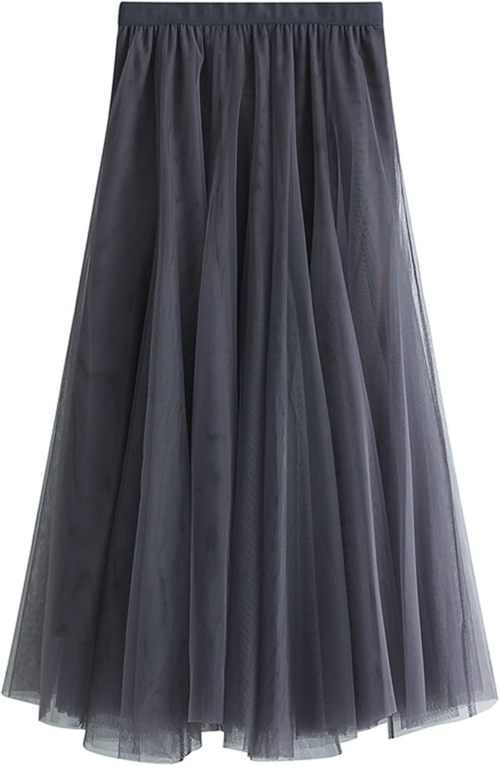 Dirholl Women's A-Line Fairy Patterned Elastic Waist Ruffle Tulle Layered Midi Skirt