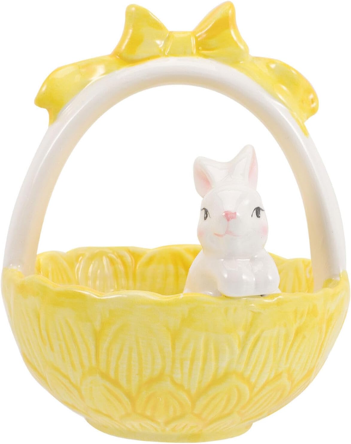 Luxshiny Easter Bunny Basket Decor Adorable Figurine for Home Office and Party Lifelike Adornment for Seasonal Display