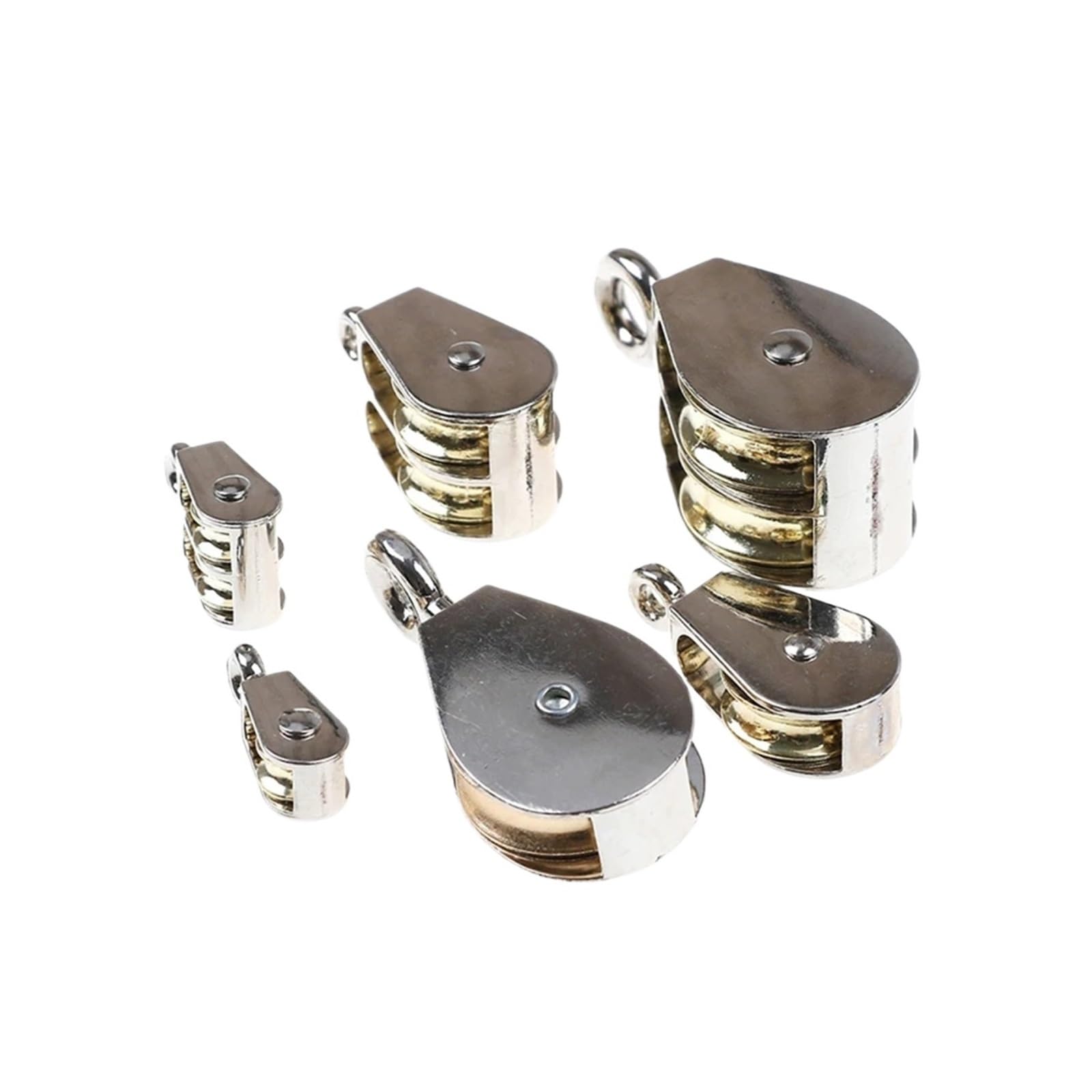 Sistema de polea fija de aleación de zinc de 36-75 mm, polea de metal doble para cuerda lisa, resistente, ideal para uso en el hogar, garaje y taller, fácil instalación