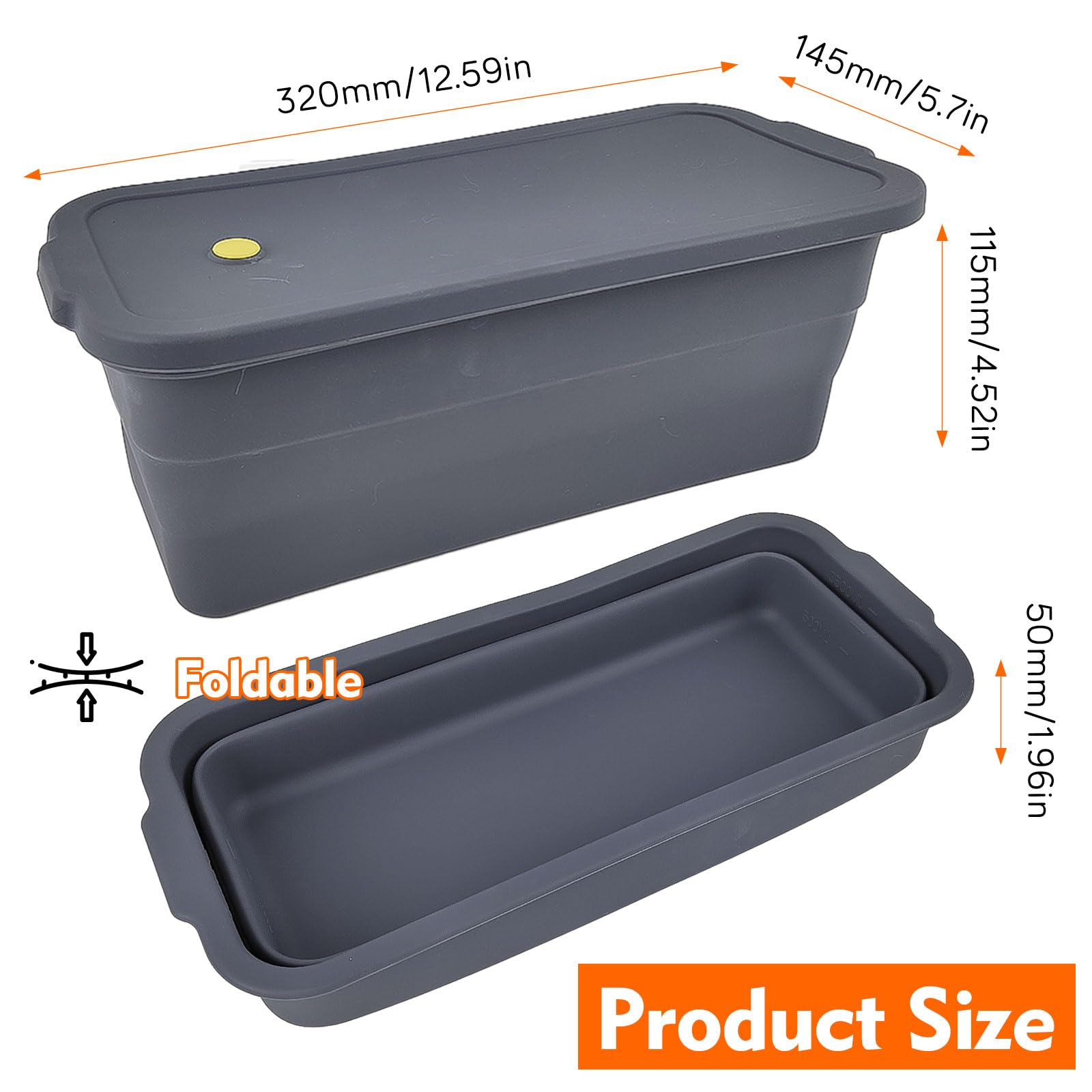 Stampo Pane in Cassetta con Coperchio, Pieghevole Stampo Plumcake Silicone, Superficie Resistente al Calore e Antiaderente, Ideale per Preparare Pane Tostato (32 × 14.5 × 11.5 cm)