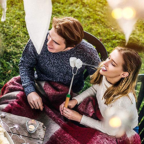 Mluchee 8Pcs Marshmallow Roasting Sticks Smores Skewers for Fire Pit 32inch Telescoping Sausage BBQ Hot Dog Forks Portable Carrying Bag for Grill Campfire