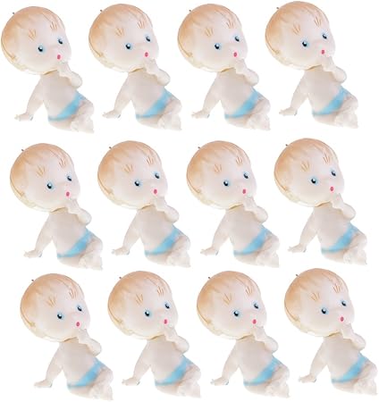 Pacote com 12 bonecos de bebês adoráveis para meninas, meninos, chá de  bebê, decoração de mesa de festa de mês inteiro - Azul | Amazon.com.br