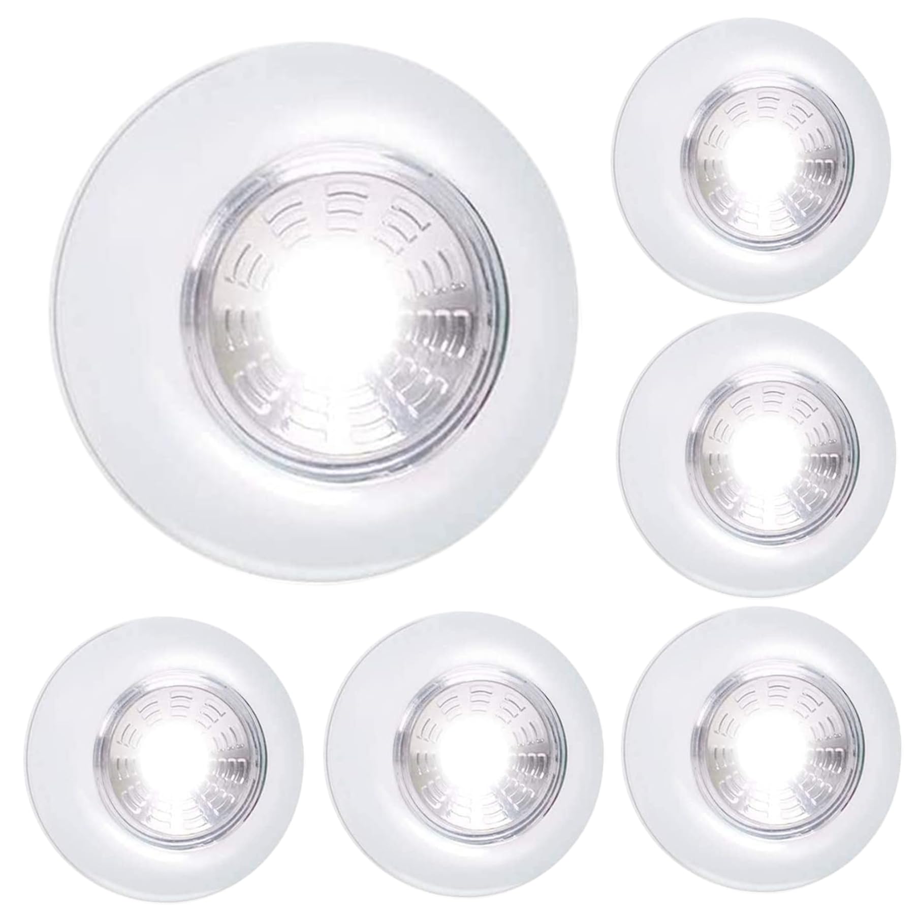 Uanqfegy Touch Lights - 6PCS Round Battery-Powered LED Push Lights, 2.7" Stick on for Closet Cabinets Counters Kitchen Pantry Shelves