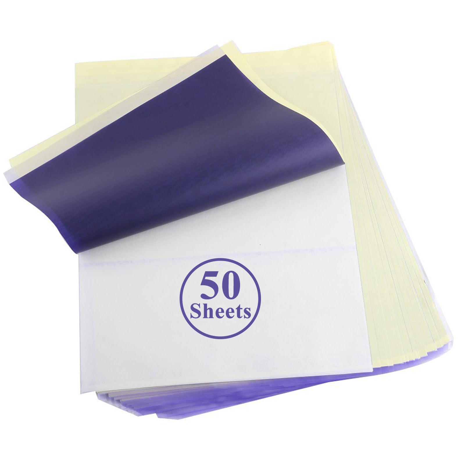 Tattoo Transfer Paper 50 Sheets - YONGDA Tattoo Stencil Paper A4 Size Professional for Artists, Dual Use with Copier or Hand Drawing, Cut-to-Fit