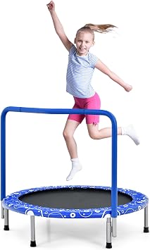 KOTEK 36 Inch Toddler Trampoline, Foldable Mini Recreational Trampoline with Handle & Safety Padded Cover, ASTM Approved Small Baby Trampoline, Indoor Trampoline for Kids, Max Load 330 Lbs