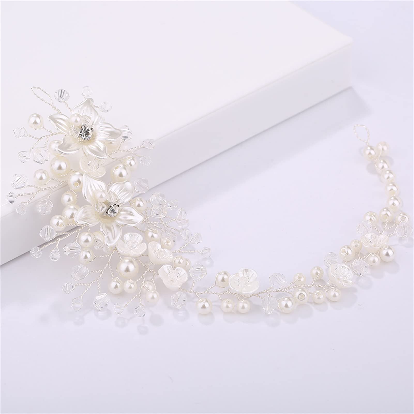 Tiara de Boda Diadema de Novia Perla Joyería Floral Mujeres Boda Banda for el Cabello Flores de Cristal Diademas de Boda