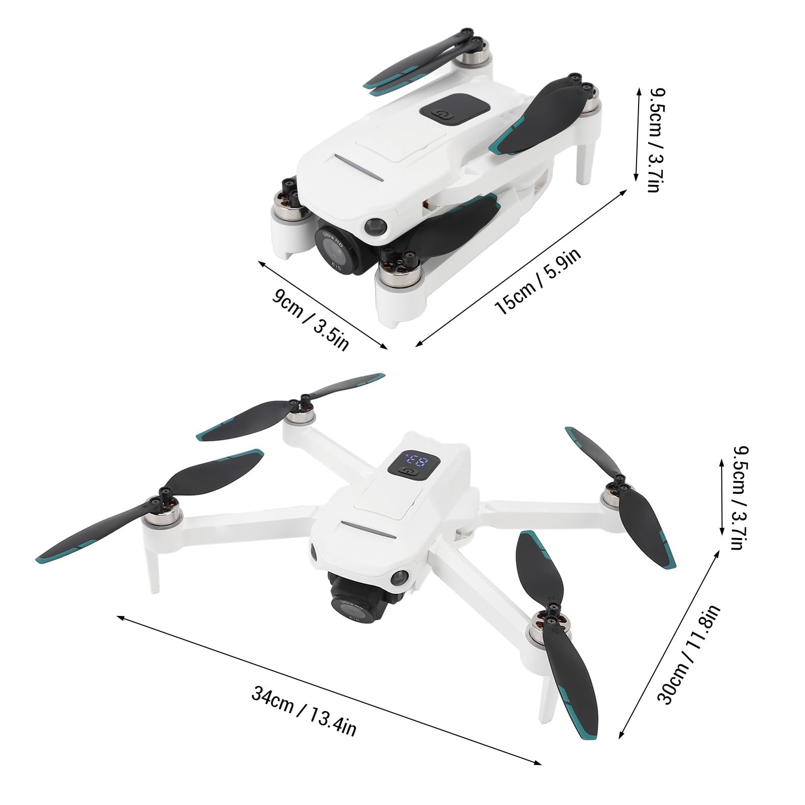 Drony z podwójną kamerą dla Dorosłych, Dron z Wyświetlaniem na Ekranie LCD Pilote App Pilot, Wi -Fi 5G RC Quadcopter dla Początkujących, Inteligentne Unikanie Przeszkód (2 baterie)