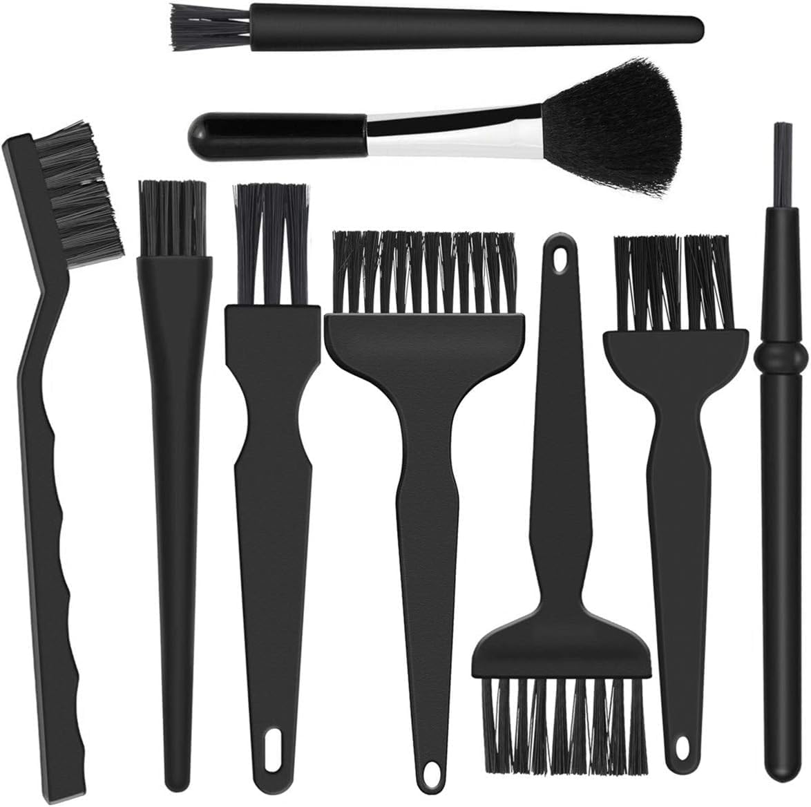 Mnixy 9-Piece Anti-Static Cleaning Brush Set for PC and Electronics, Black