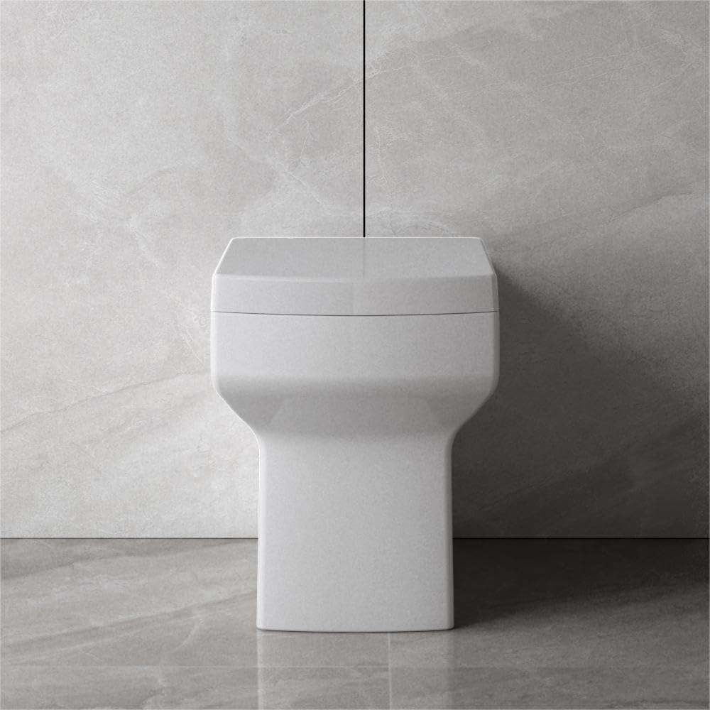 Bathroom Back to Wall Toilet Modern Pan Square Cloakroom Soft Close Seat P-T BTW