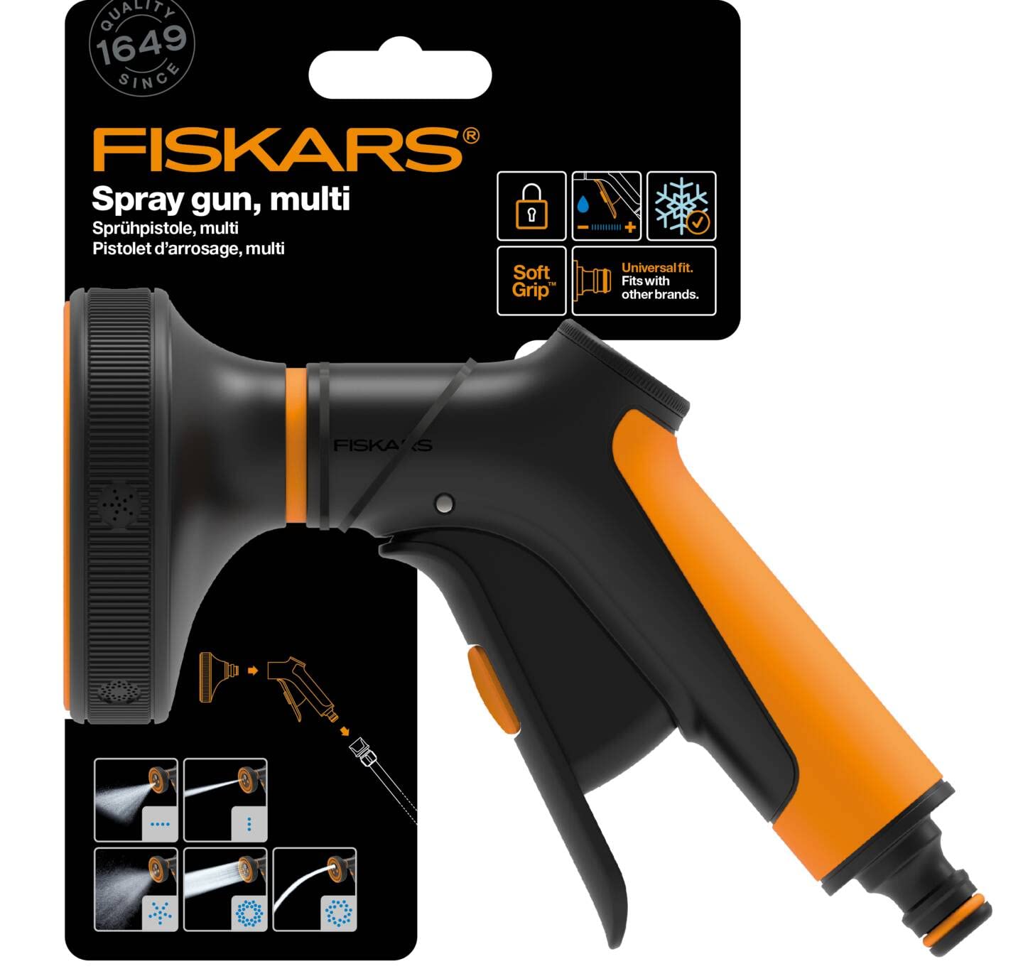 Fiskars Cf Multi Pistolet Natryskowy, Czarny/Pomarańczowy, 5 Funkcji