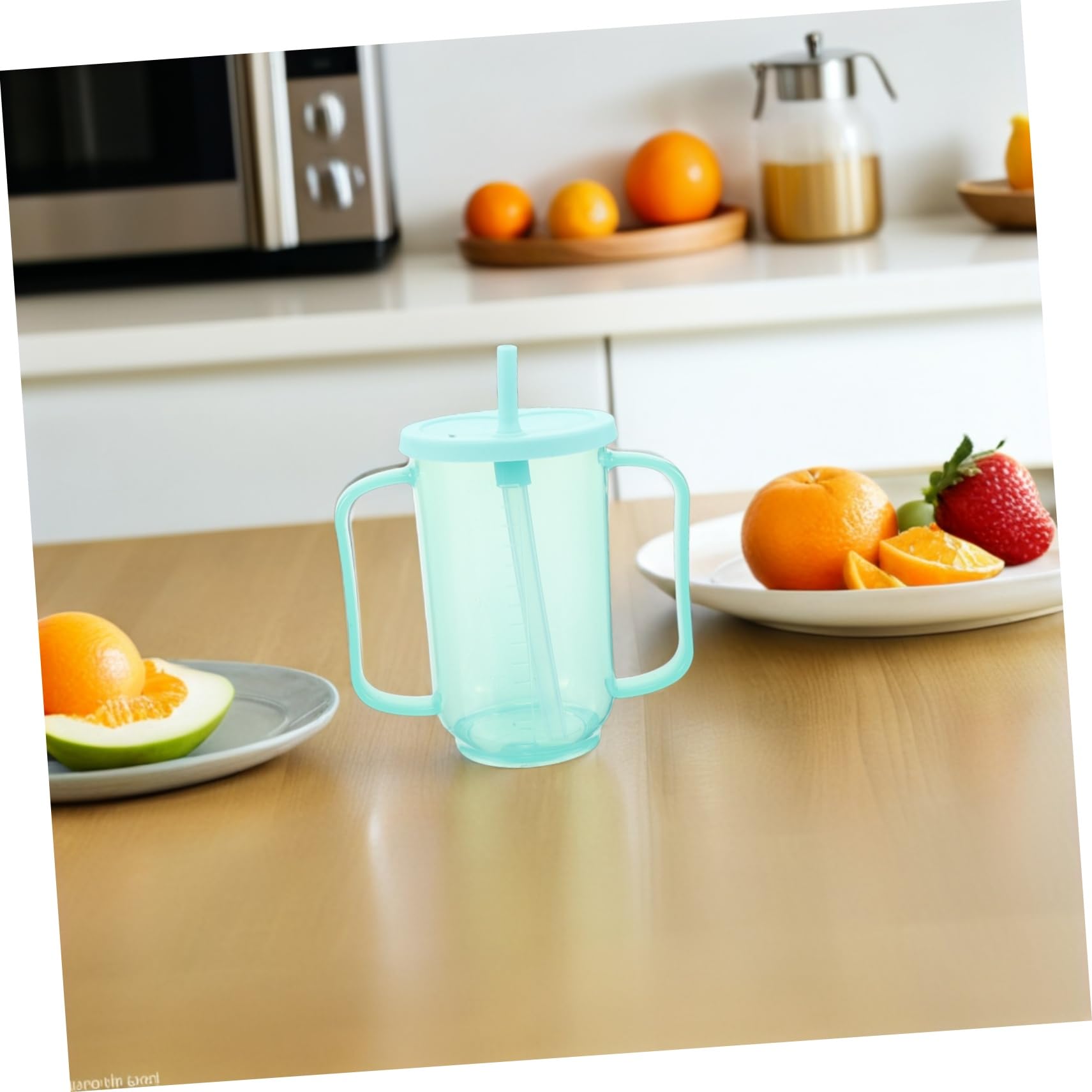 ERINGOGO 2 Pezzi Bicchiere per Anziani con Cannuccia Perdite Tazza Ergonomica con Leggero per Disabili e Pazienti Allettati Design Sicuro per Assunzione Liquidi e