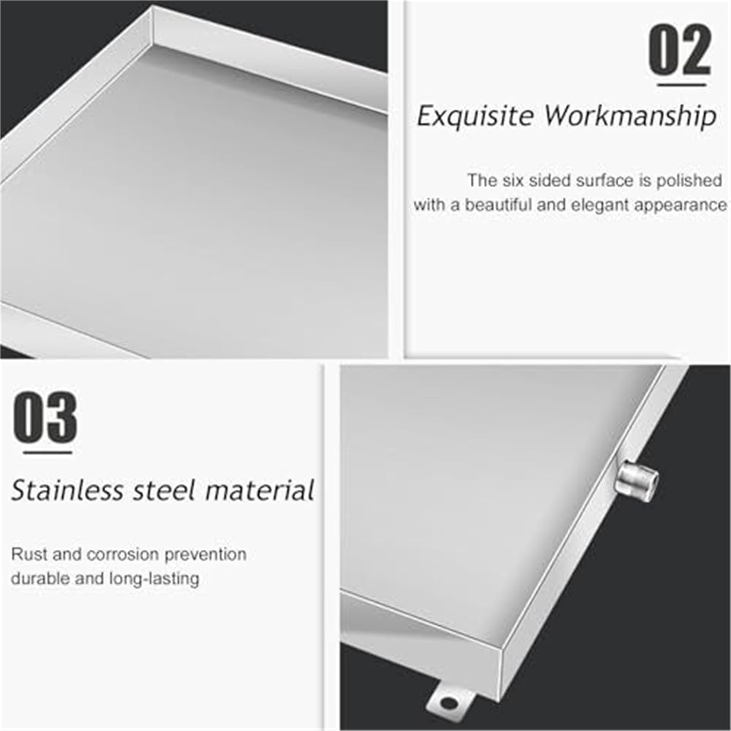 Air Conditioner Drip Pan，Washing Machine Drain Pan with Hole, 304 Stainless Steel，for Window Ac and Mini Split Units Heat Pump Systems(50x50cm/20x20in)(60x60cm/24x24in)