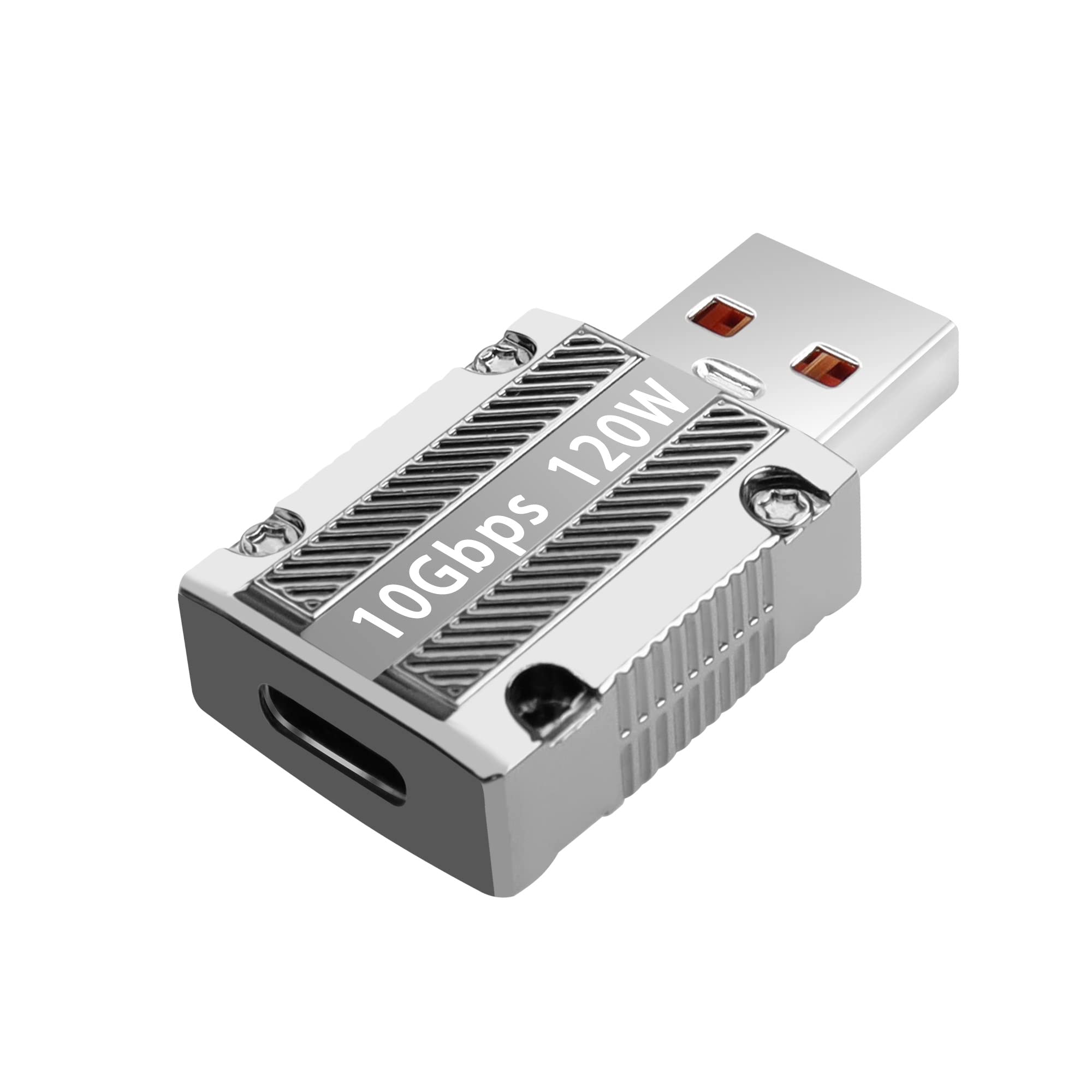 GELRHONR USB C to USB Adapter, USB 3.0 A Male to USB C Female Connector Support 120W Super Fast Charging 10Gbps Data Sync,Zinc Alloy Type C Converter for Laptop, PC, Charger, Power Bank