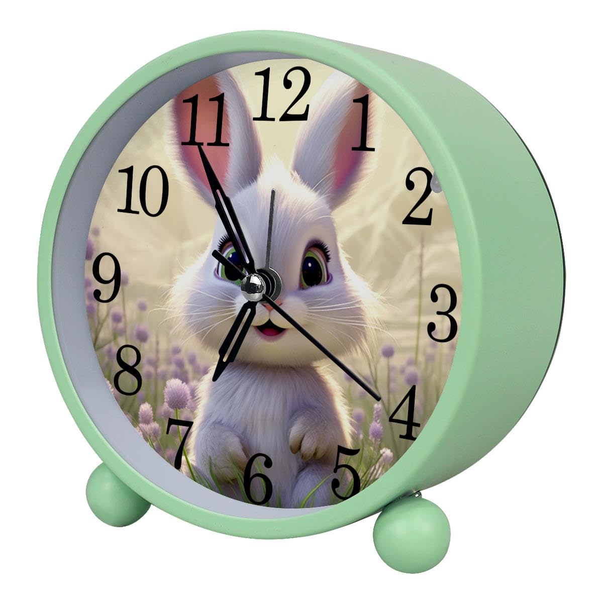 Luoweisi Alarm Clock Cute Bunny, Silent Non-Ticking with Night Light