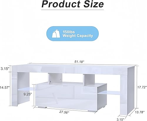 Miniatura 2 de Anwick Soporte de TV LED con gran almacenamiento para televisores de hasta 55 pulgadas, moderno centro de entretenimiento con estante de cristal,