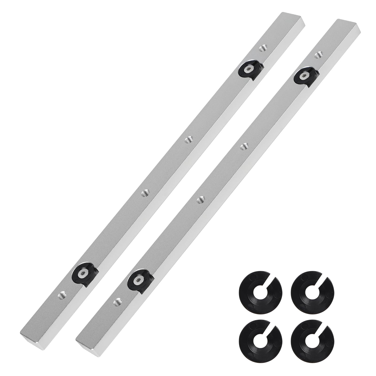EFUTURETIME 2 x Barra de Inglete de Aleación de Aluminio, 9,5 X 19 X 300 mm, Barra de Ranura en T, Guía de Inglete de Aluminio para Sierras de Mesa, Taladros de Mesa, Sierras de Cinta, Carpintería