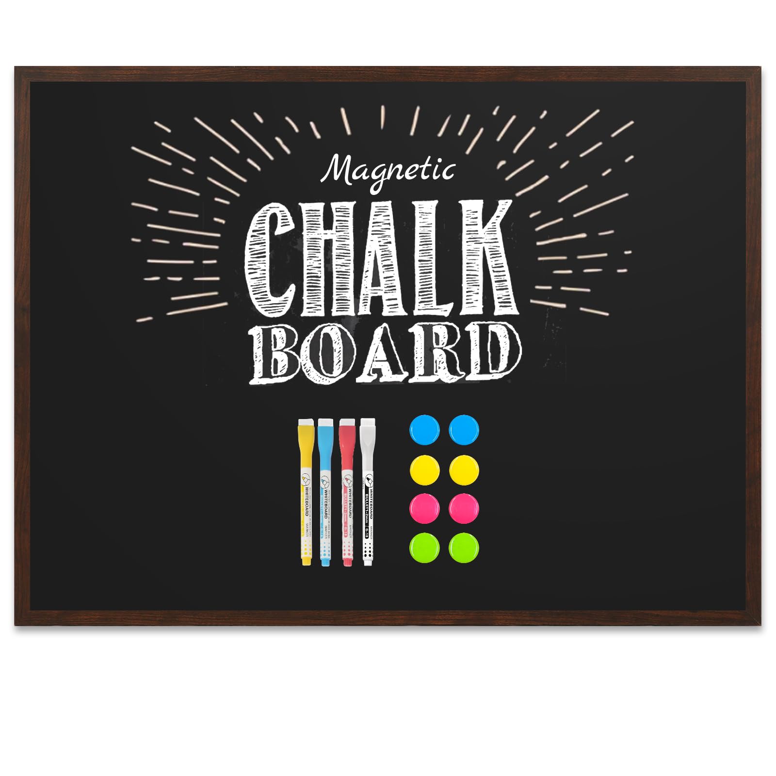 DOLLAR BOSSMagnetic Large Chalkboard 90 X 120cm Wall Mounted Large Blackboard Kitchen Black Boards for Walls Menu Chalk Board Rustic Wooden Frame for Office School Coffee Kitchen