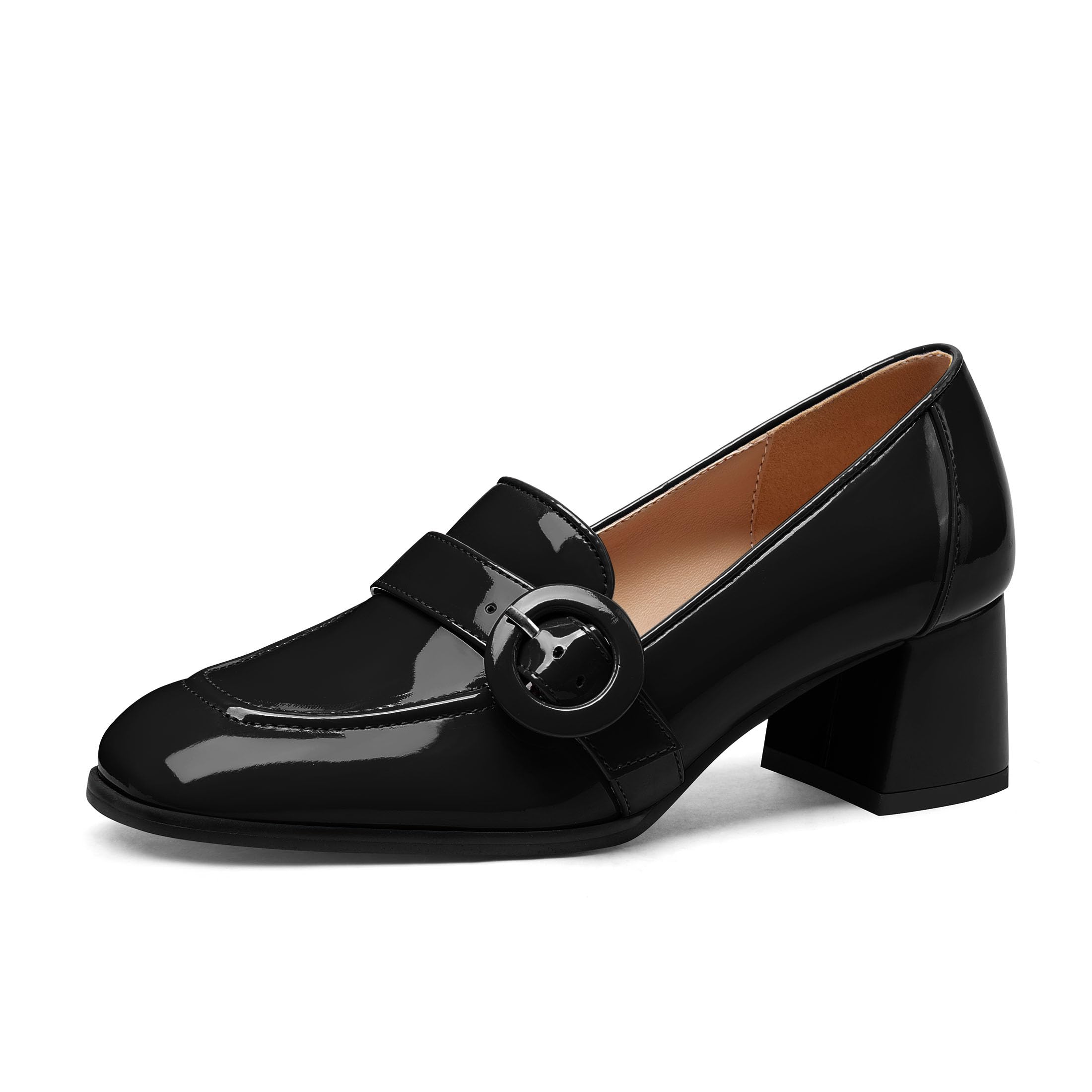 Loafers for Women Chunky Block Heels Slip On 2 Inch Low Heel Women’s Pumps Square Toe Office Work Dress Casual Shoes-image-19