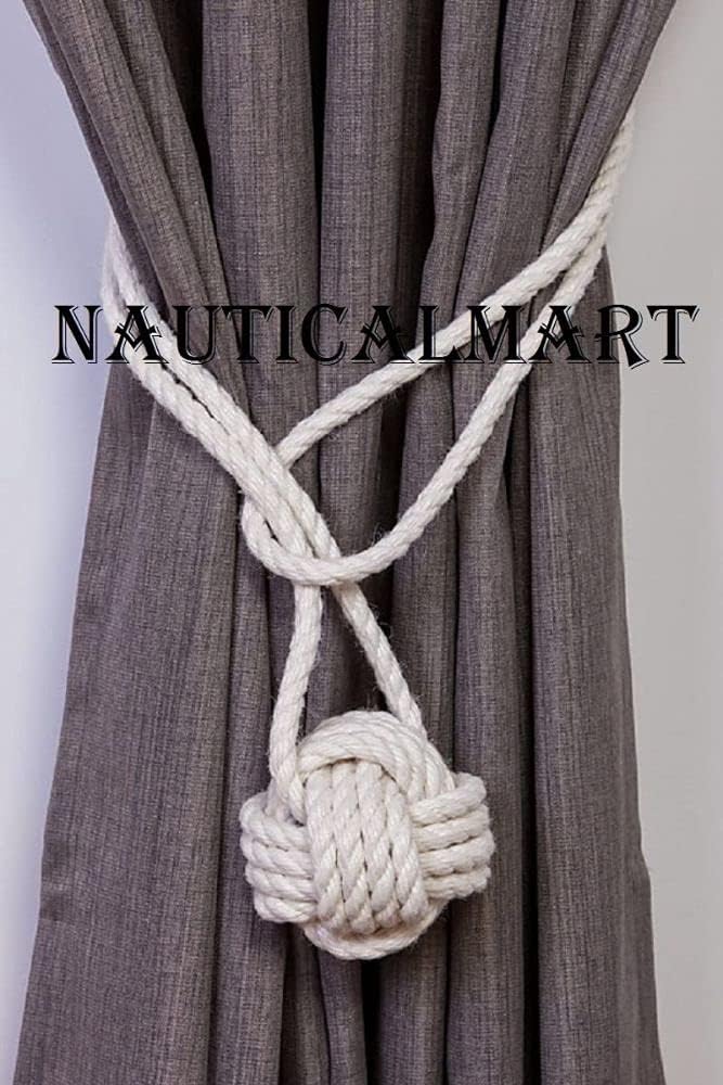 NauticalMart Hemp Rope Knot Tie-Backs/Nautical Curtain tiebacks