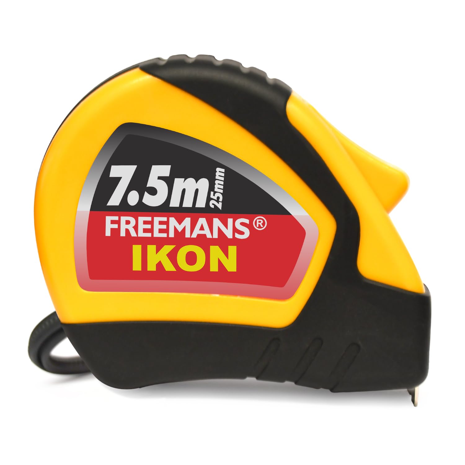 FREEMANS IKON 7.5m:25mm Steel Inchi Measuring Tape - 7.5m (Yellow & Black) With Unbreakable ABS case || Soft Grip Bi-material Case || Auto-lock and Belt Clip