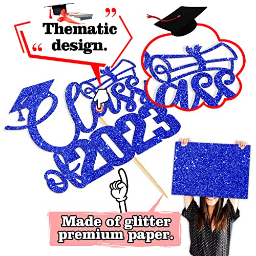 Class Of 2023 Cake Topper, Congratulations Grads Décor, 2023 Graduation Party Decoration Supplies, Blue Glitter #TOP2
