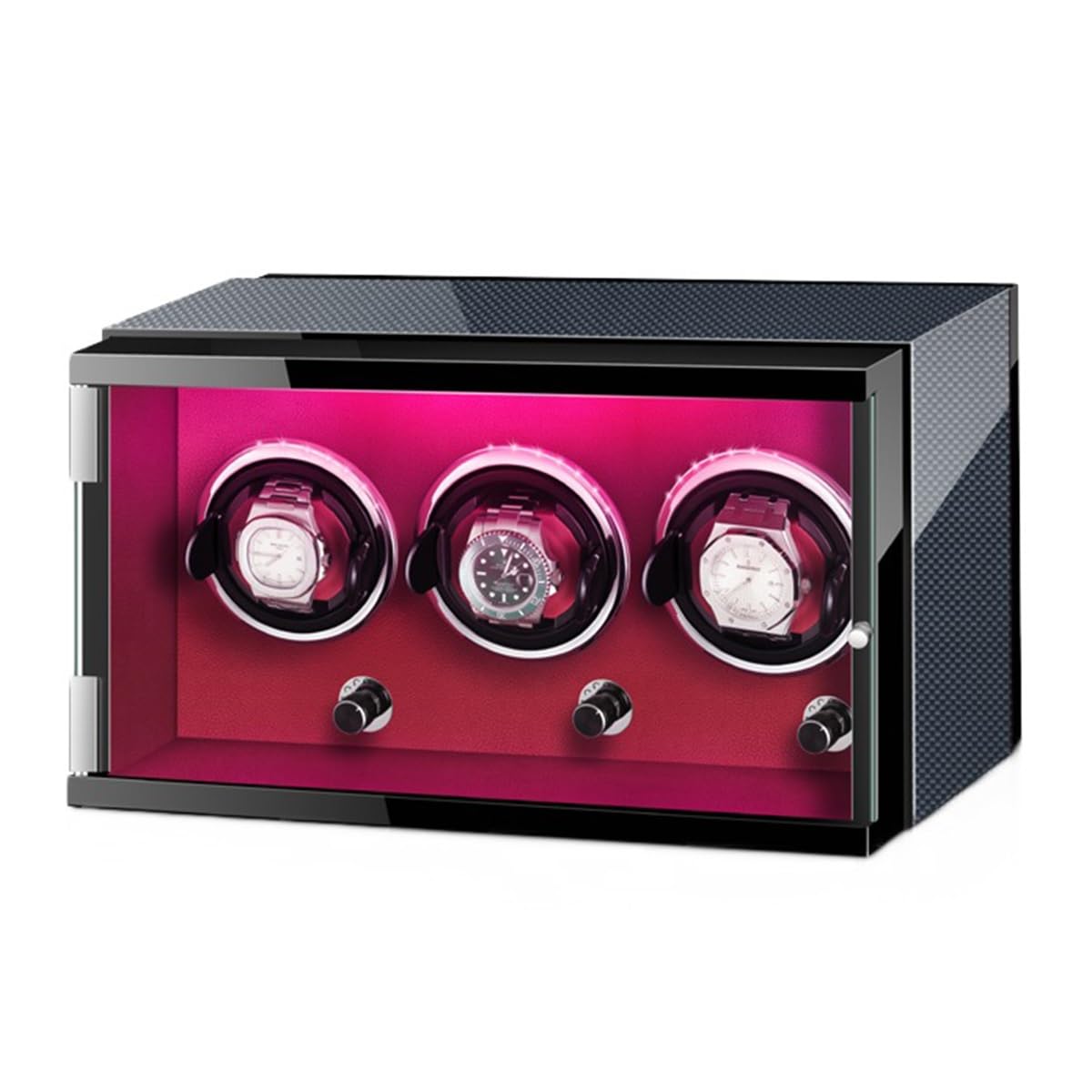 EHVYBDX Luxury Automatic Watch Winder for 3+0 Automatic Watches Built-in LED Illuminated with Quiet Running Motor Watch Display Box